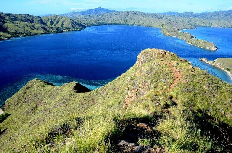 The Komodo National Park and blue seawater