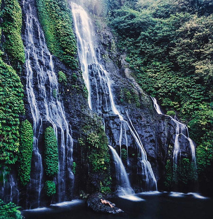 Bali Twin Waterfall in green nature scenery