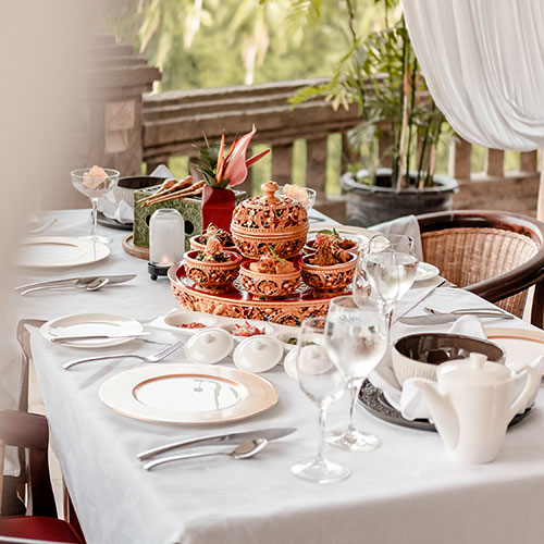 Viceroy Bali Cascades Restaurant - Balinese Rijstaffel Main Dish table