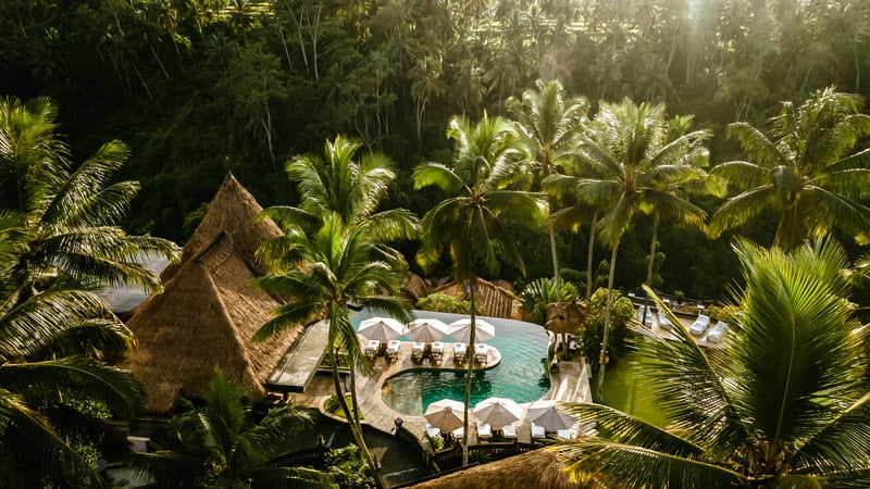An aerial shot of the Viceroy Resort Bali