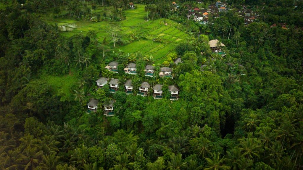 An aerial view of the luxury villas at Natya Resort Ubud