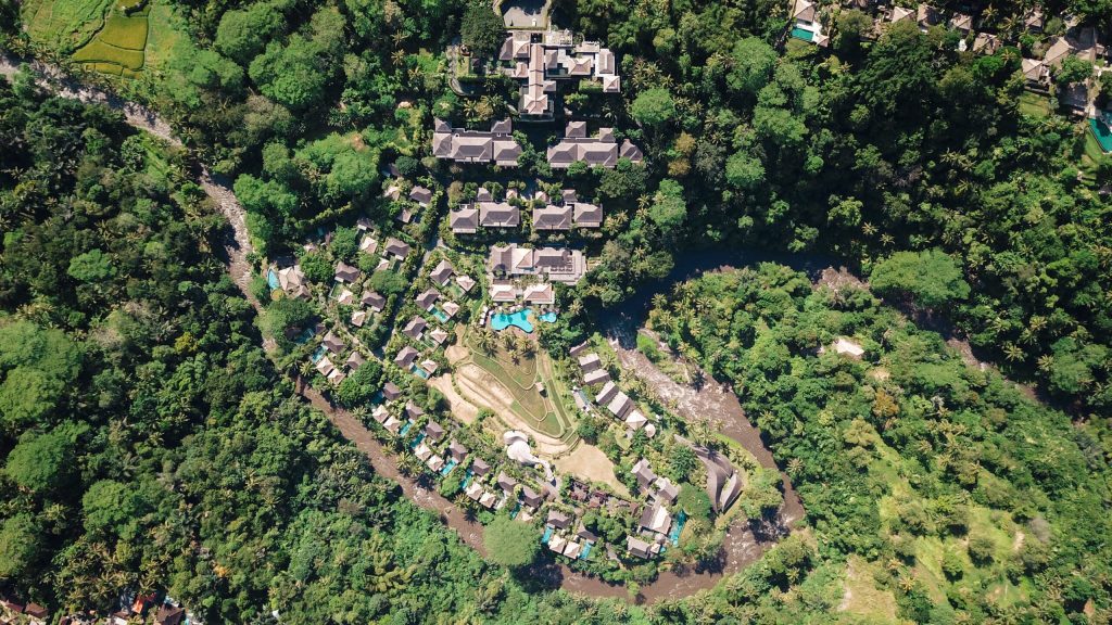 An aerial view of Mandapa, A Ritz-Carlton Reserve