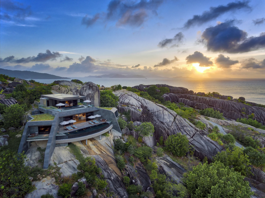 An aerial view of Six Senses Zil Pasyon in Seychelles