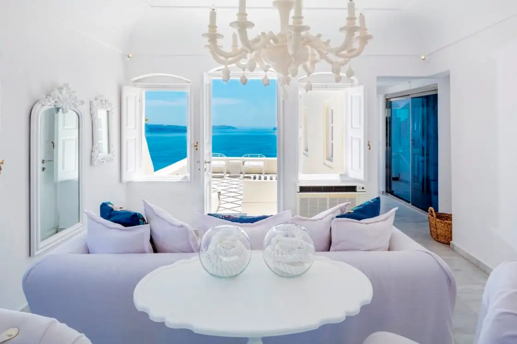 The interior of a boutique hotel in Greece