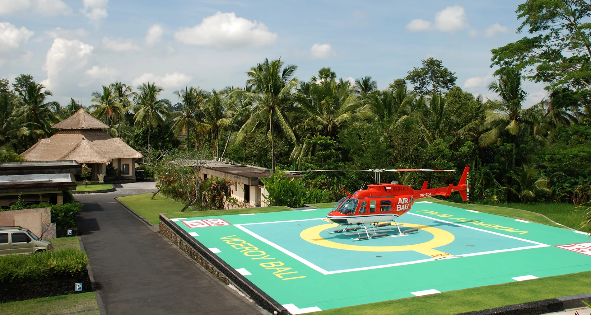 The private helipad at Viceroy Bali resort