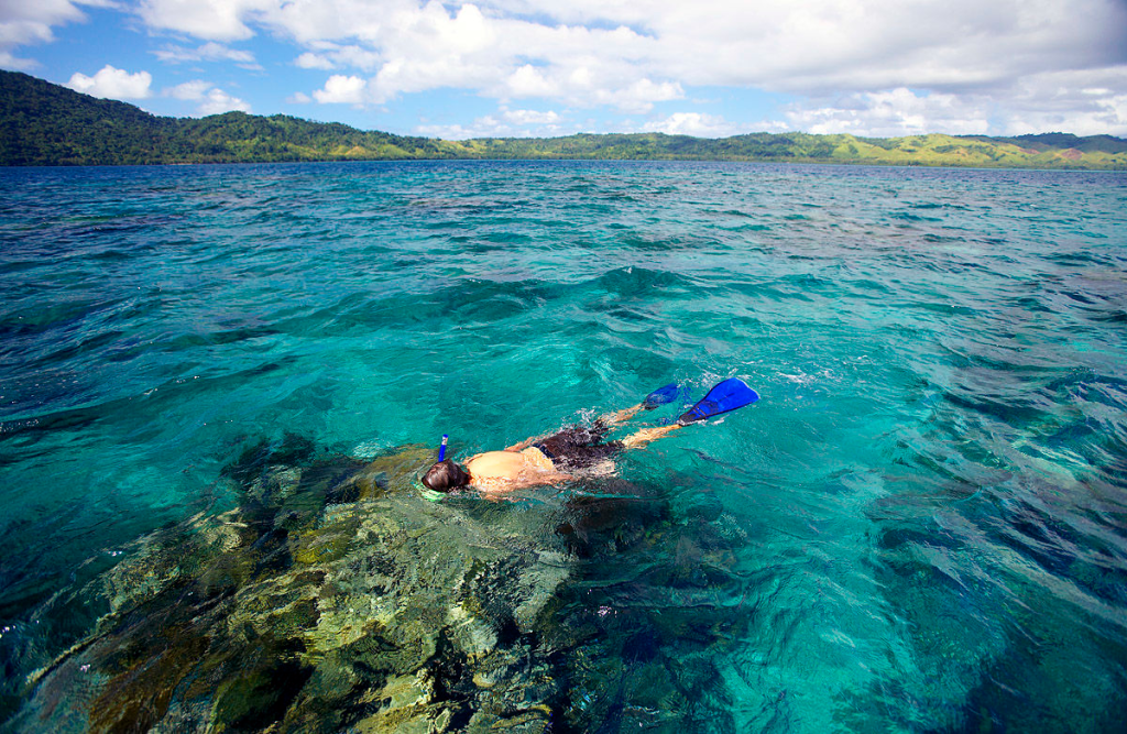 A person snorkelling in Bali 
