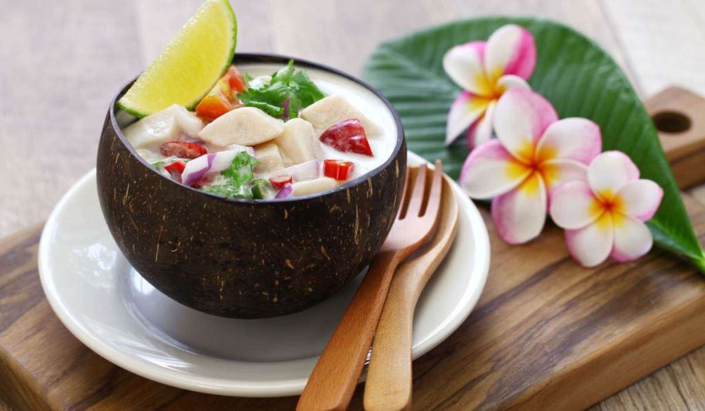 A local dish from Fiji consisting of fish, coconut and vegetables