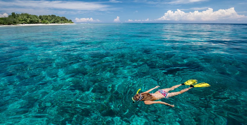 A child snorkelling in Bali