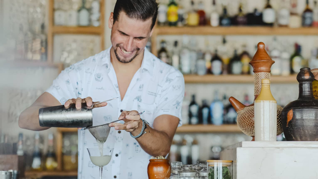 A man doing a cocktail making class in Bali