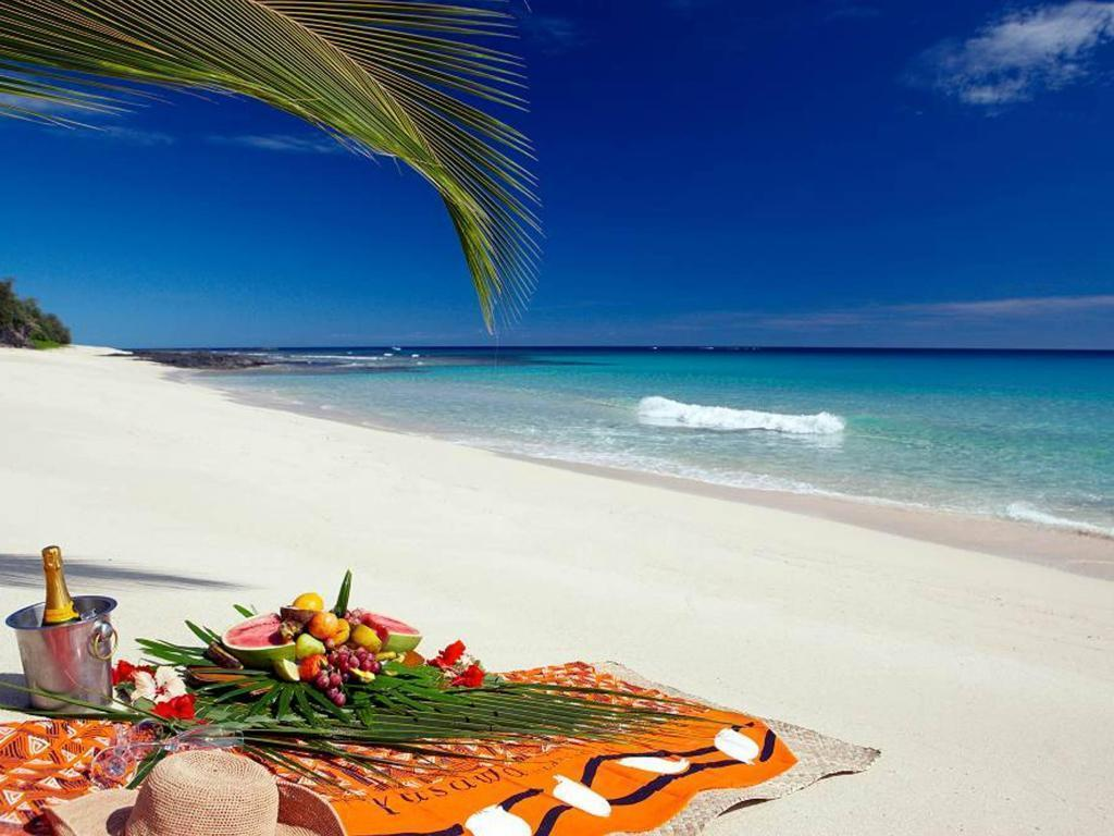 A honeymoon beach picnic on a beach in Lombok