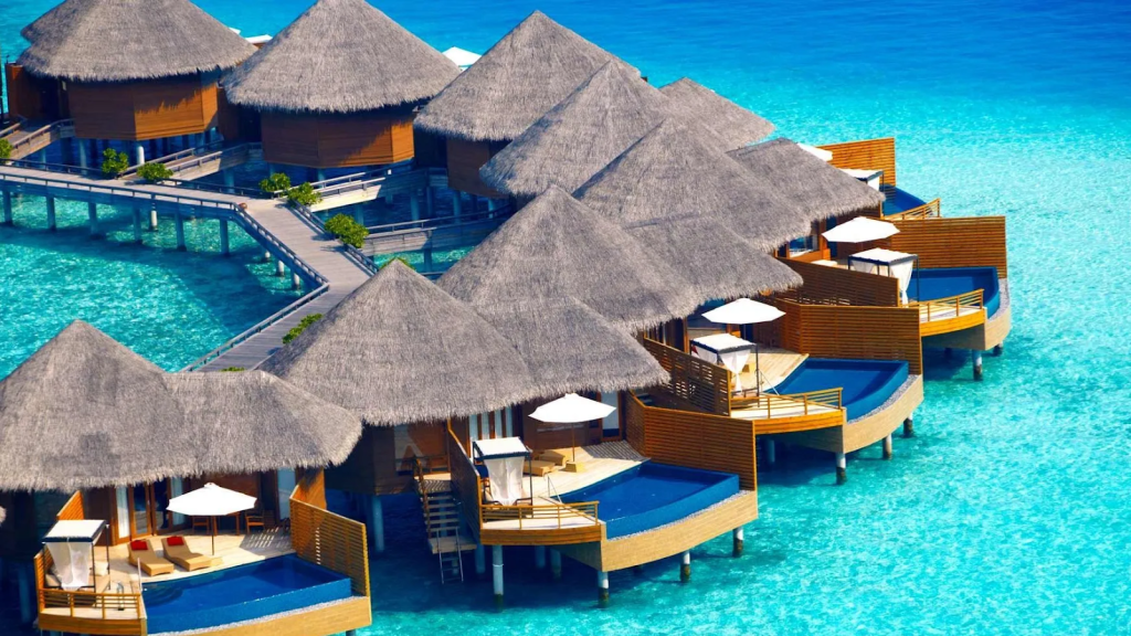 Honeymoon overview bungalows in Maldives