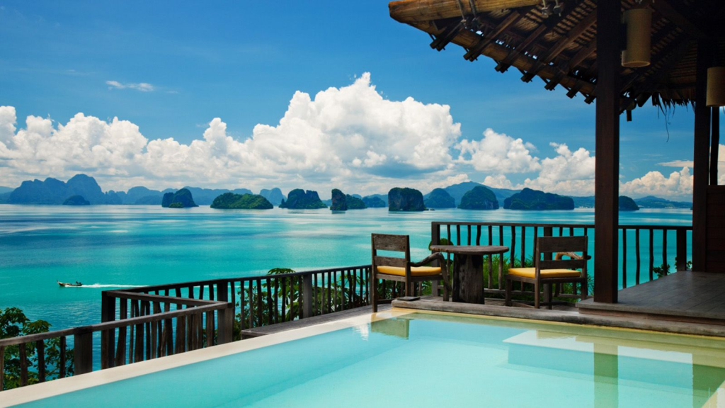 A view of the ocean from a honeymoon hotel in Thailand