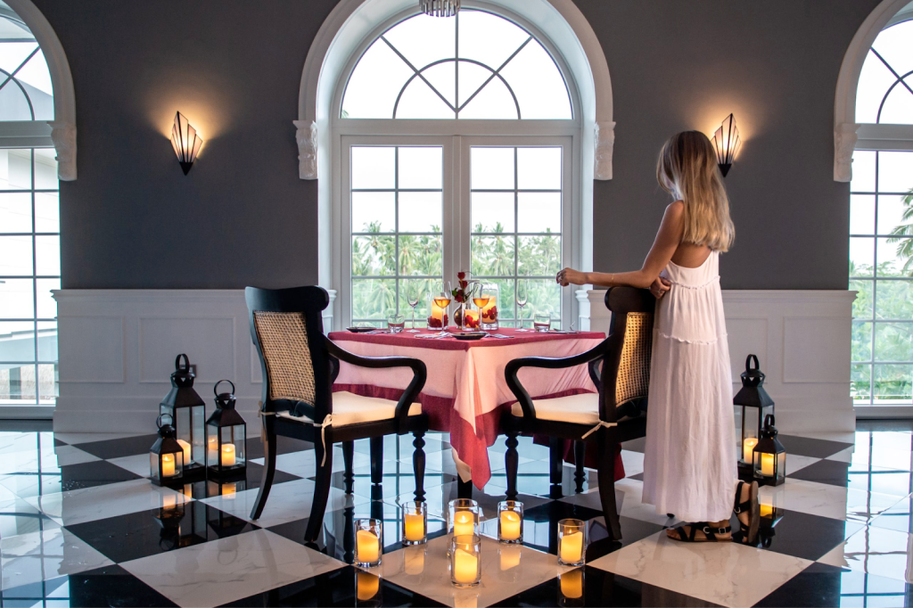 A romantic honeymoon dinner set up in Bali