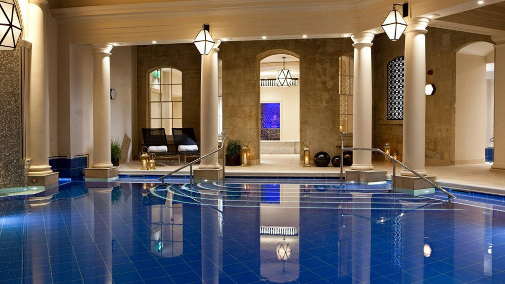 A luxury hotel indoor pool