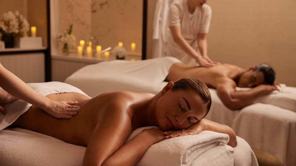 A couple enjoying a luxury massage