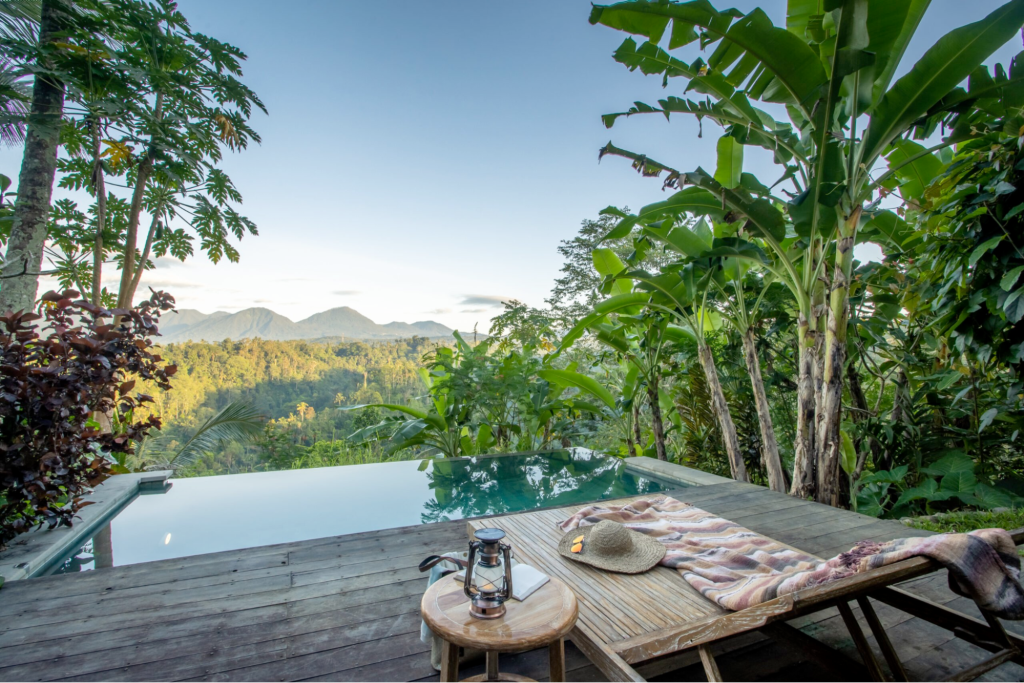The jungle view from the pool at Buahan, a Banyan Tree Escape hotel in Bali