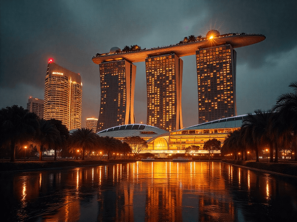 Nighttime view of Marina Bay Sands in Singapore