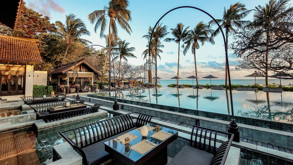The pool area of a luxurious resort in Koh Samui, Thailand