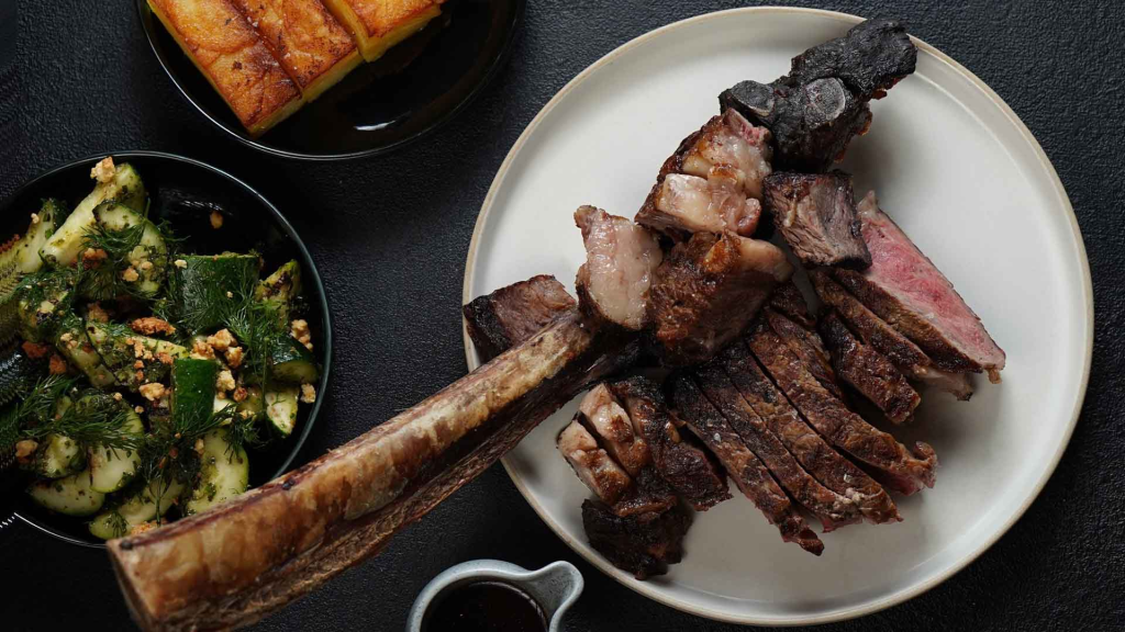 A tomahawk steak from Bali's Blossom Steakhouse